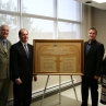 François Blais, Jacques Goyette, Martin Girard et Claire Pagé lors du dévoilement de la plaque commémorative
